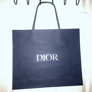 Christian DIOR Extra Large Navy Pebble Paper Gift Bag Shopping Tote Authentic